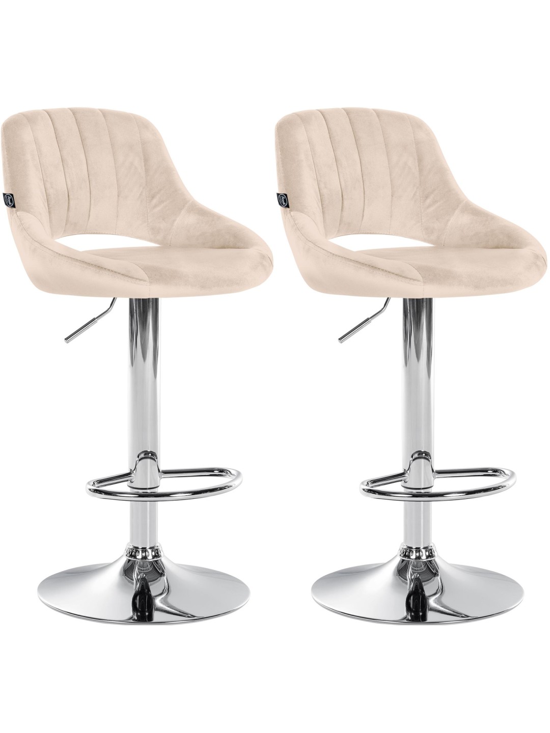 Lot de 2 tabourets de bar Milet velours C, crème