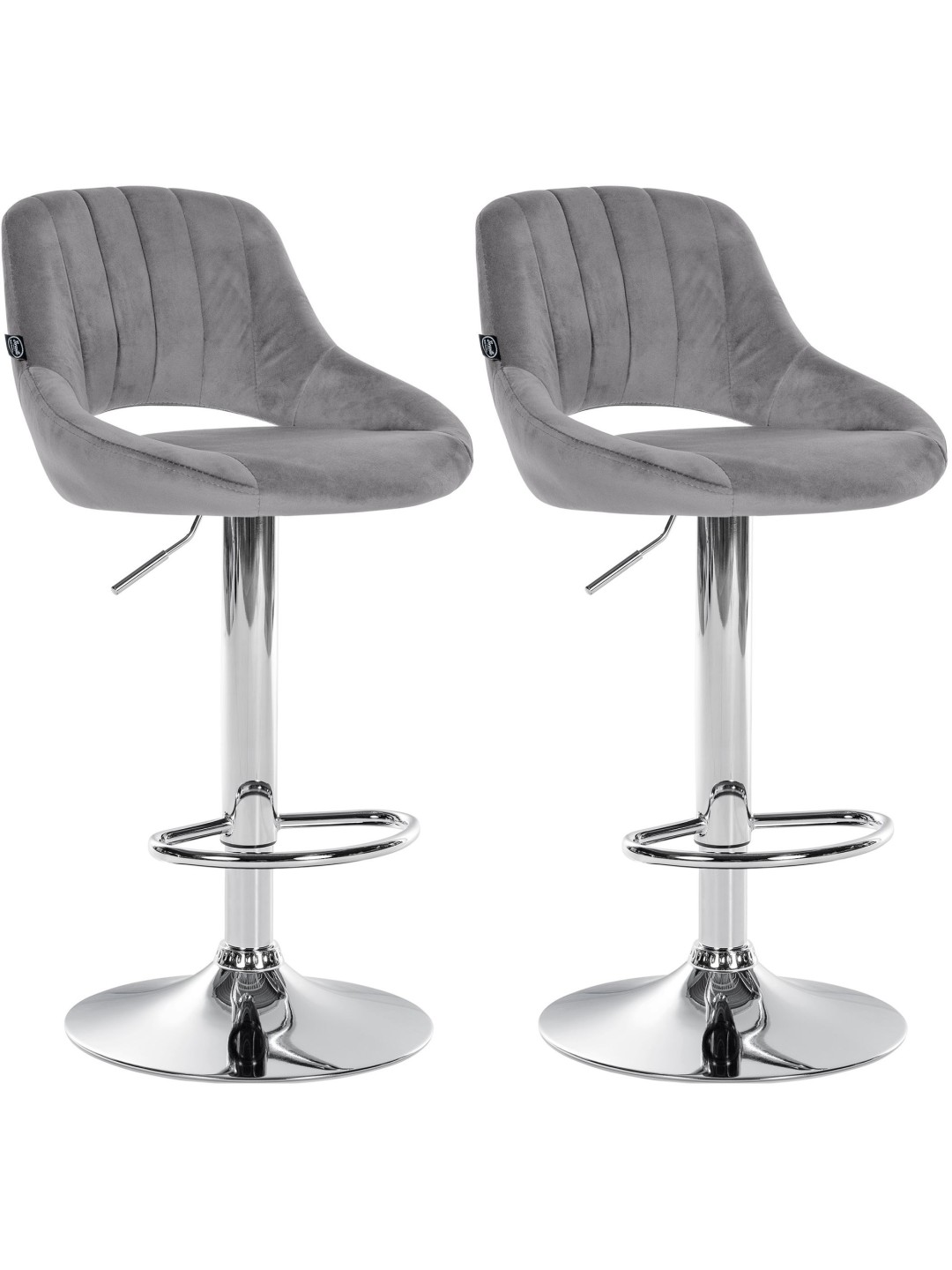 Lot de 2 tabourets de bar Milet velours C, gris foncé