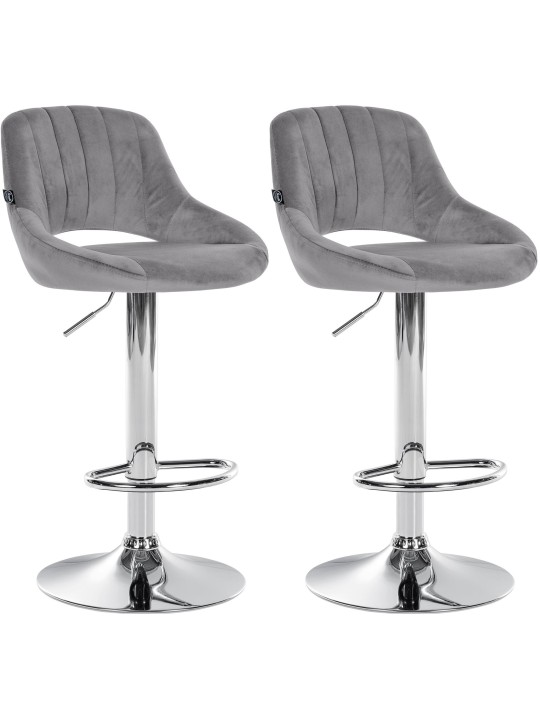 Lot de 2 tabourets de bar Milet velours C, gris foncé