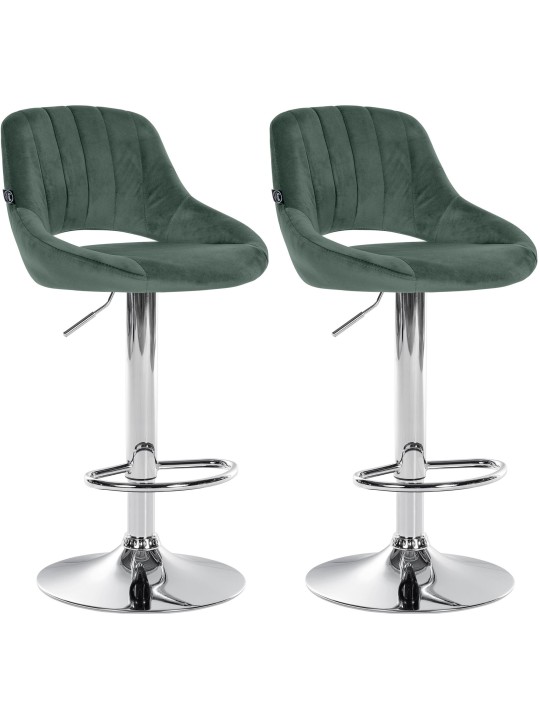 Lot de 2 tabourets de bar Milet velours C, vert