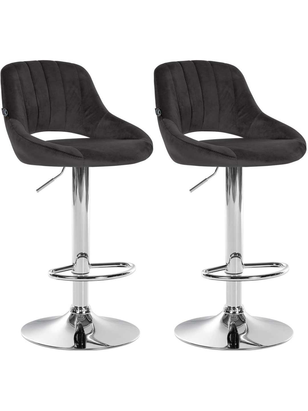 Lot de 2 tabourets de bar Milet velours C, noir