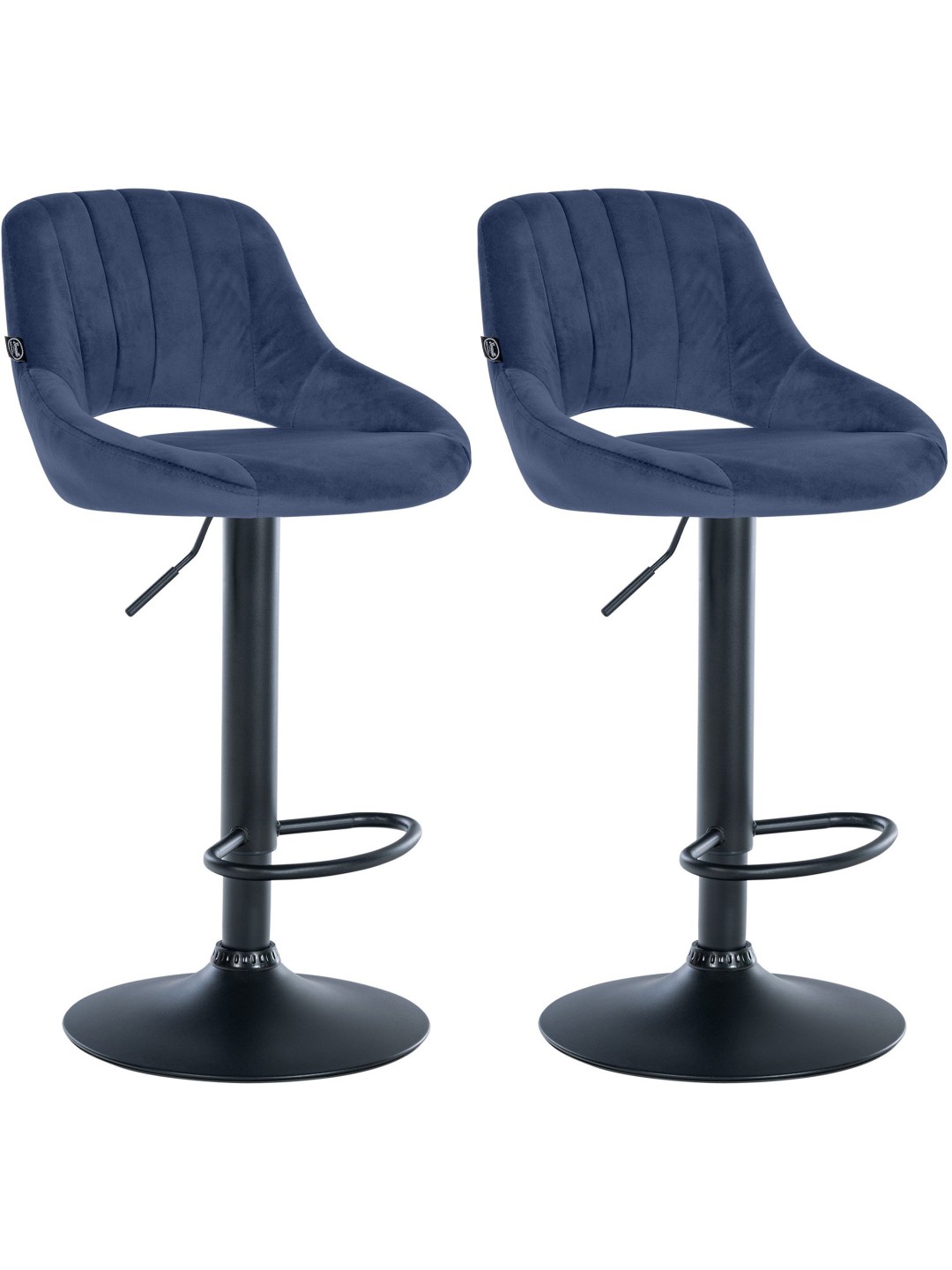 Lot de 2 tabourets de bar Milet velours B, bleu