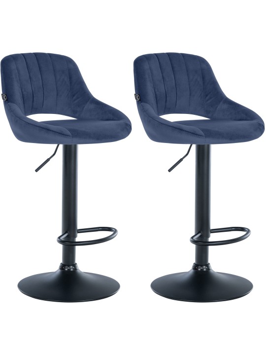 Lot de 2 tabourets de bar Milet velours B, bleu