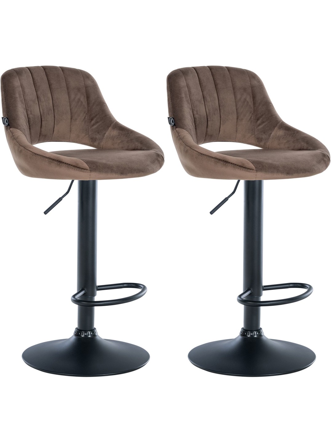 Lot de 2 tabourets de bar Milet velours B, brun