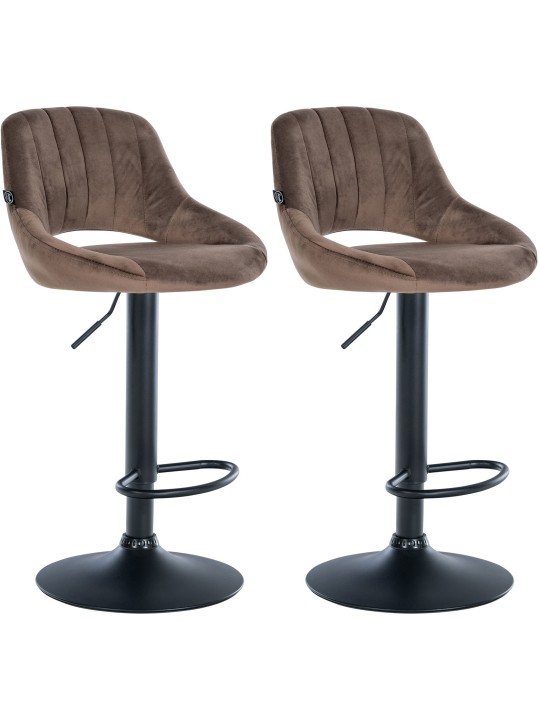 Lot de 2 tabourets de bar Milet velours B, brun
