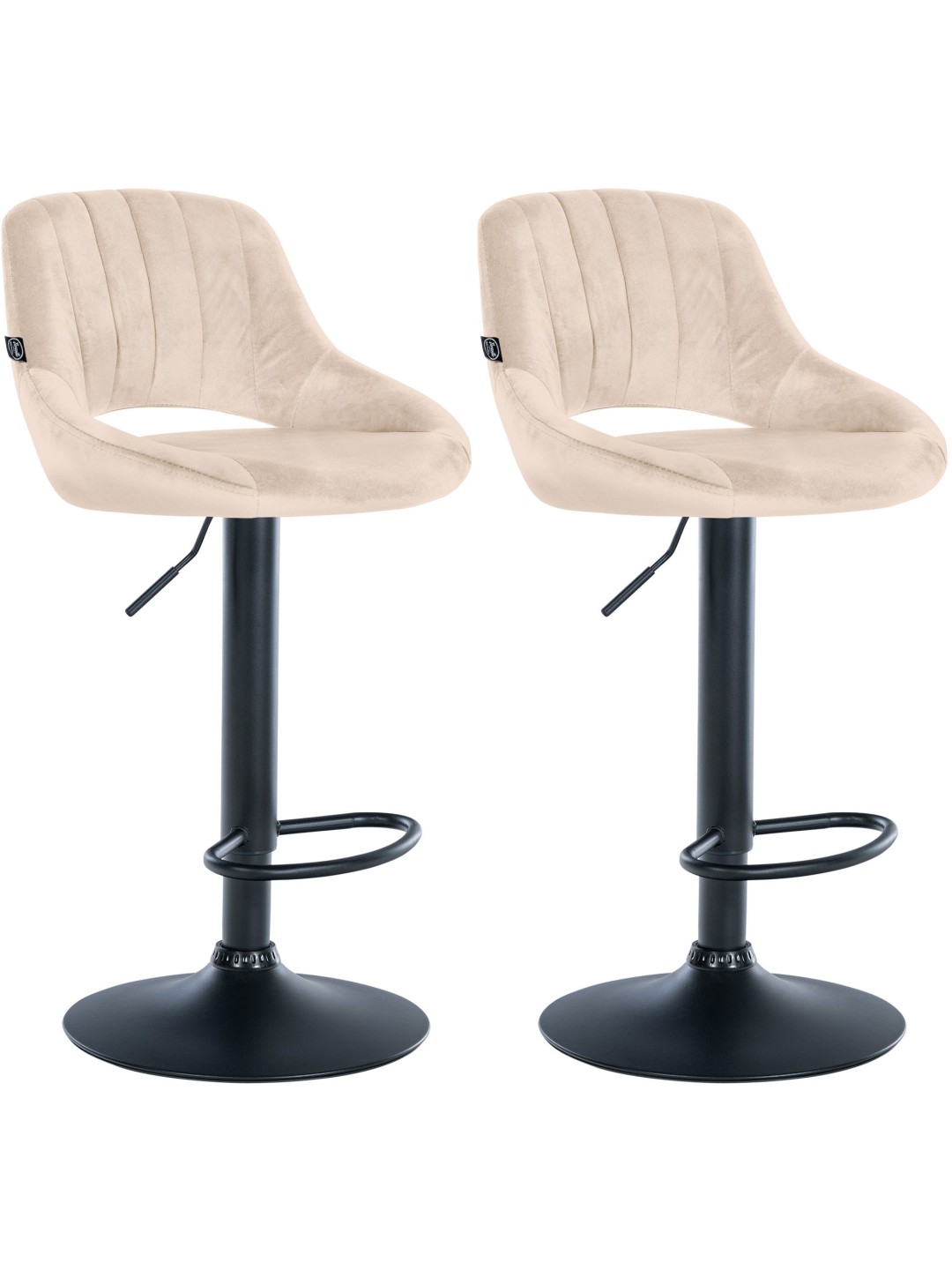 Lot de 2 tabourets de bar Milet velours B, crème