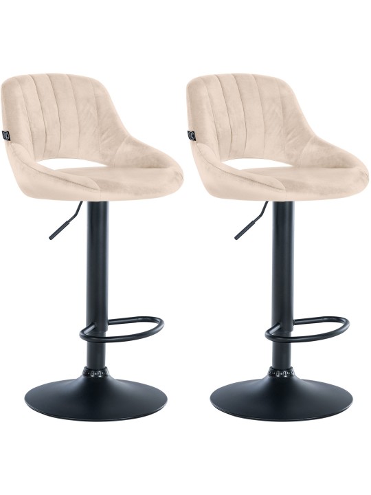 Lot de 2 tabourets de bar Milet velours B, crème