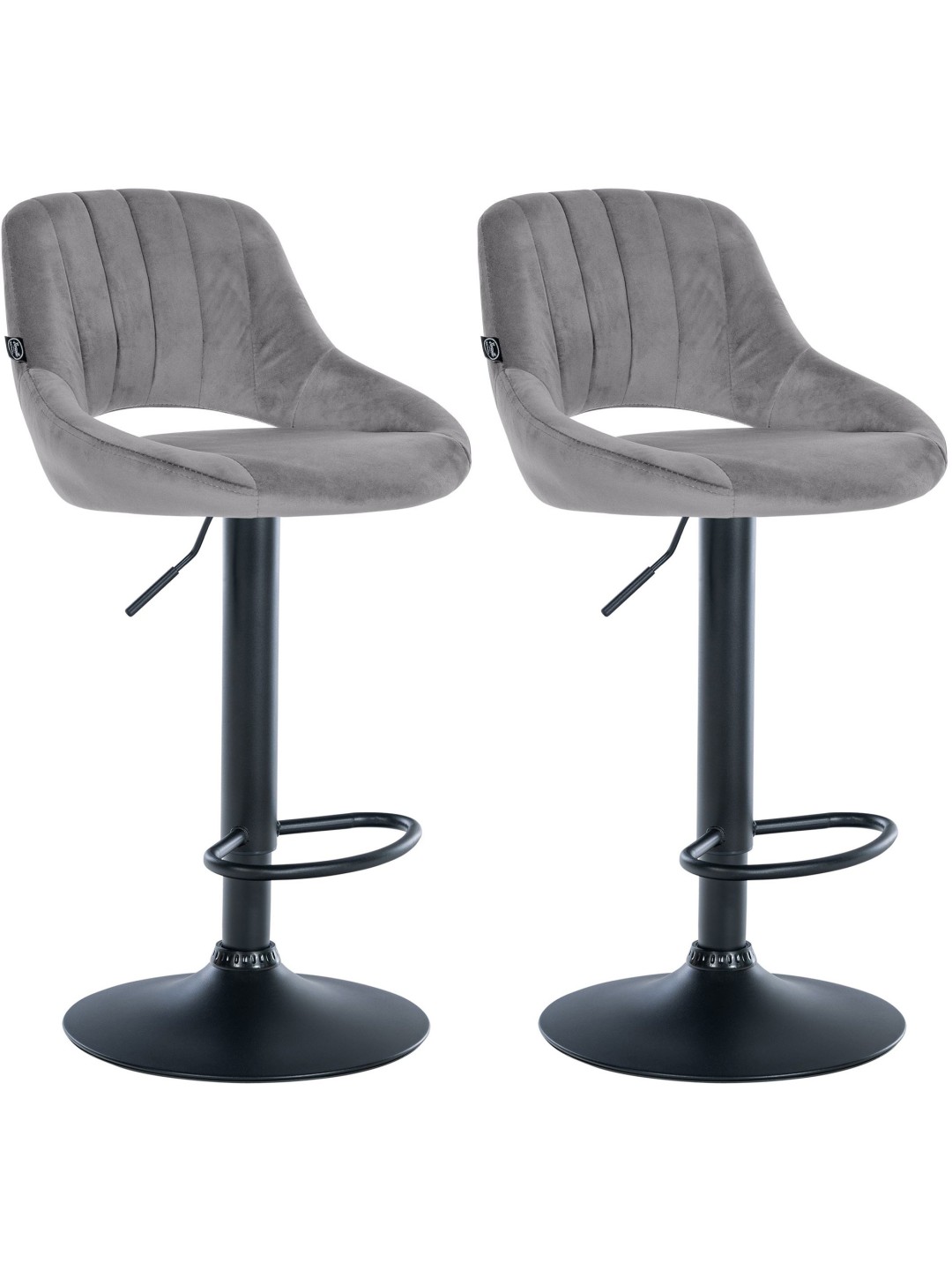 Lot de 2 tabourets de bar Milet velours B, gris foncé