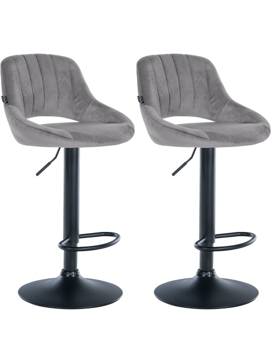 Lot de 2 tabourets de bar Milet velours B, gris foncé
