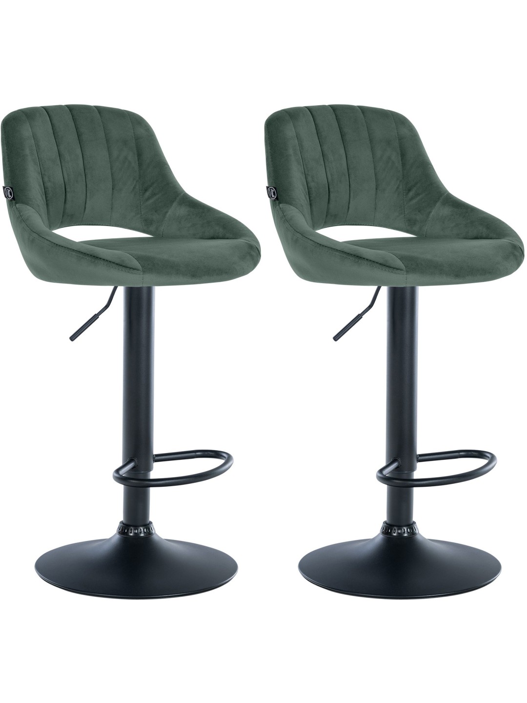 Lot de 2 tabourets de bar Milet velours B, vert