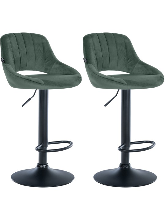 Lot de 2 tabourets de bar Milet velours B, vert