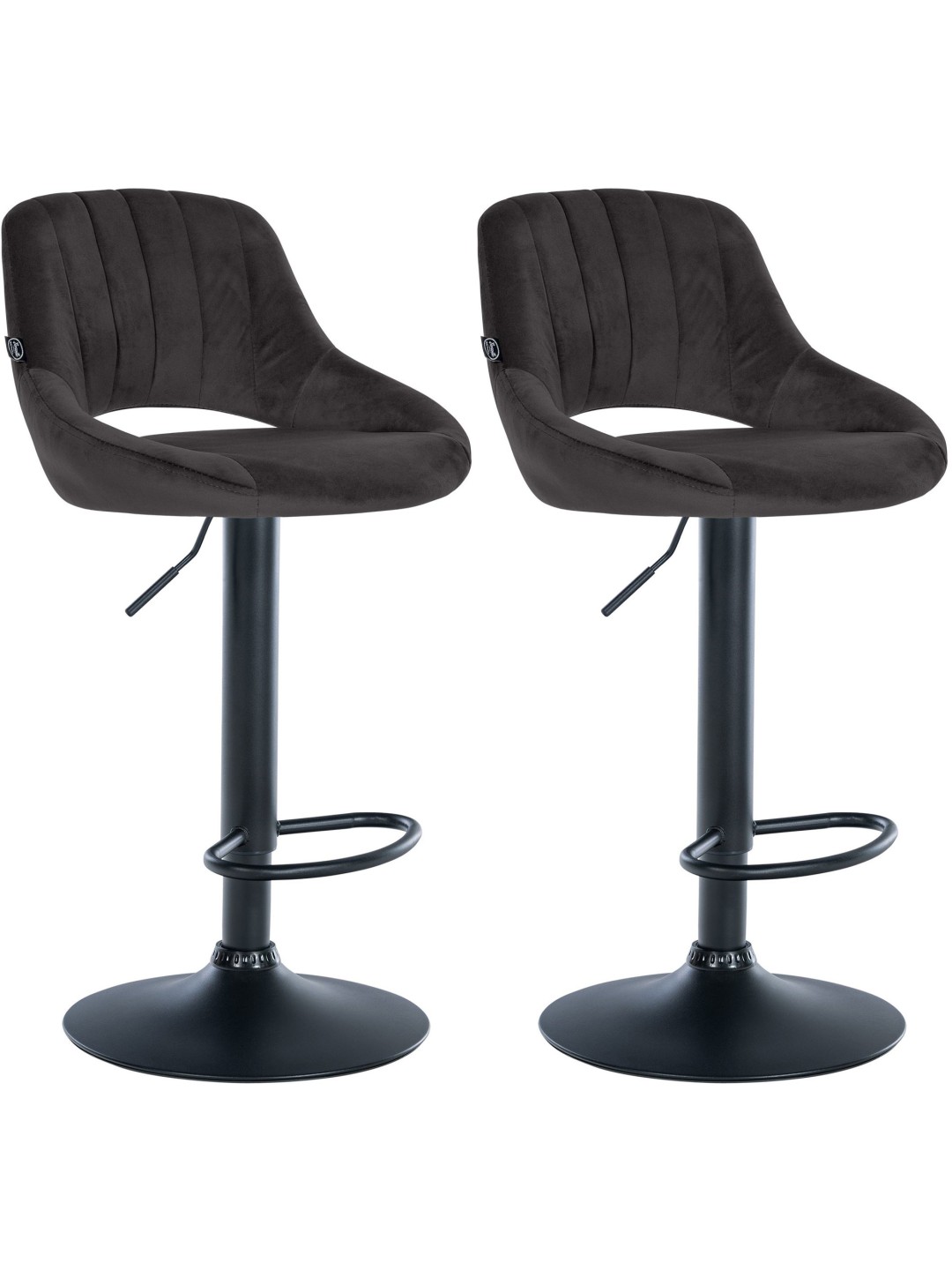 Lot de 2 tabourets de bar Milet velours B, noir