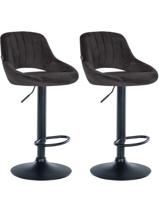 Lot de 2 tabourets de bar Milet velours B, noir