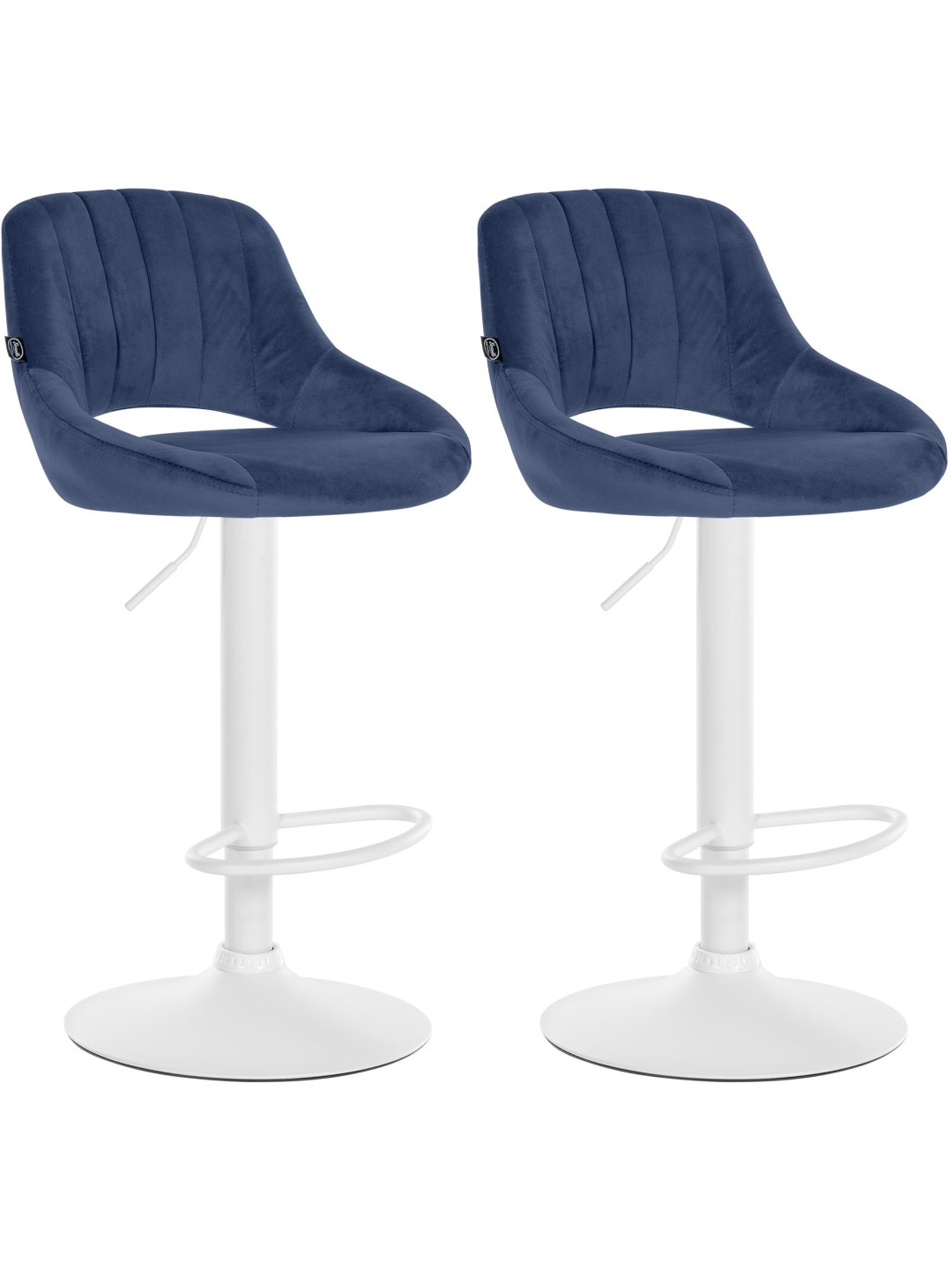 Lot de 2 tabourets de bar Milet velours W, bleu