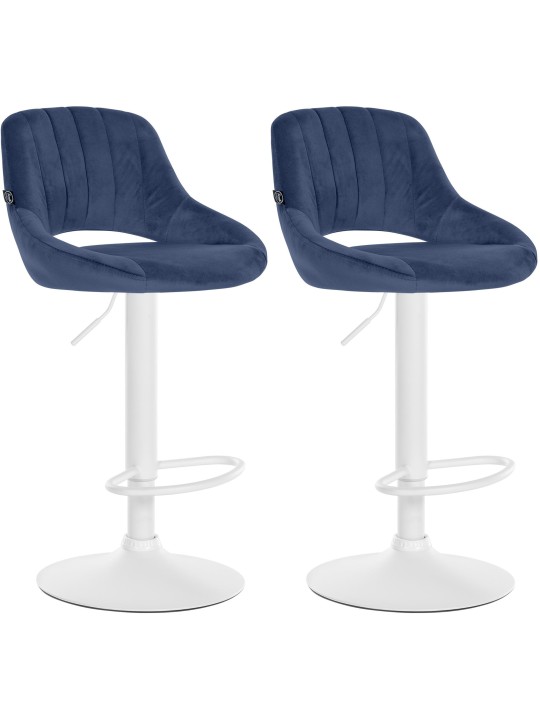Lot de 2 tabourets de bar Milet velours W, bleu