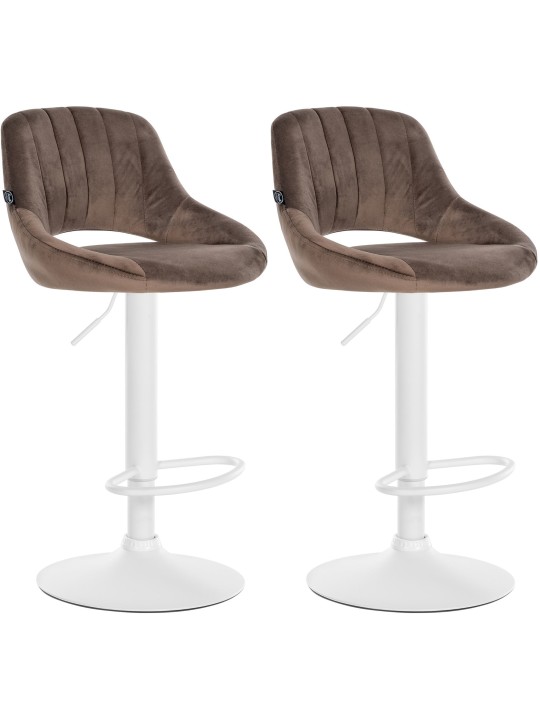 Lot de 2 tabourets de bar Milet velours W, brun