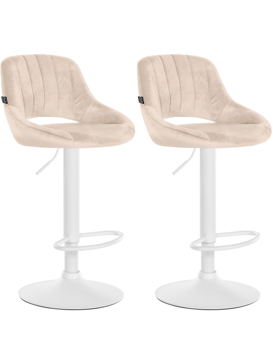 Lot de 2 tabourets de bar Milet velours W, crème
