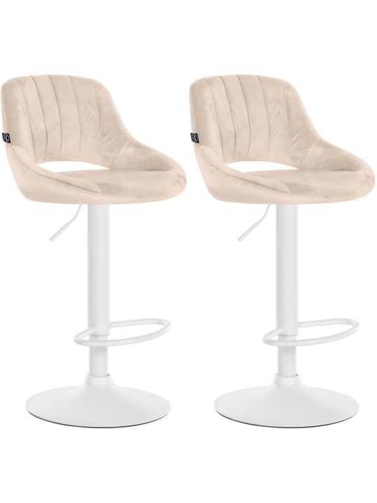 Lot de 2 tabourets de bar Milet velours W, crème