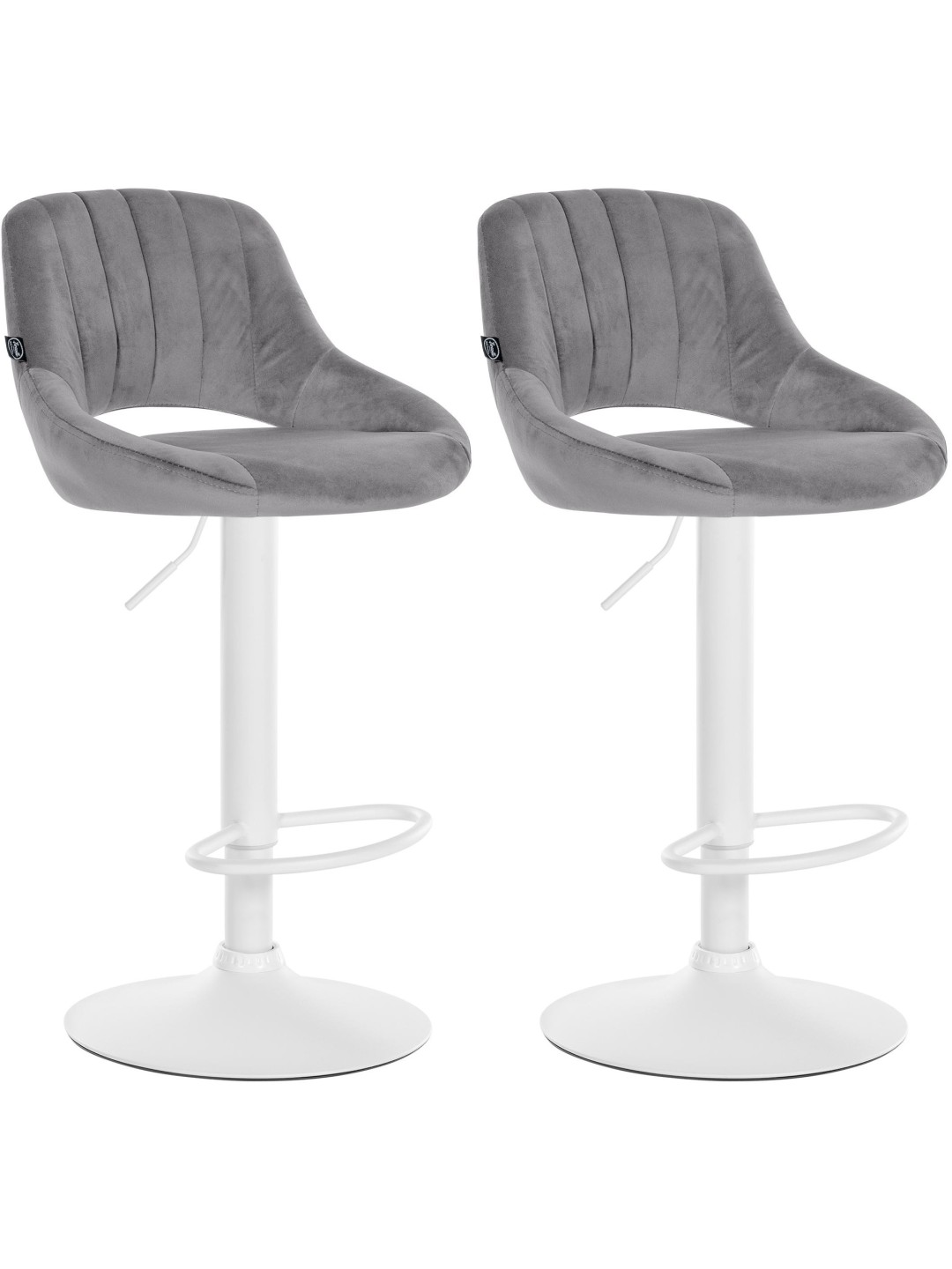 Lot de 2 tabourets de bar Milet velours W, gris foncé