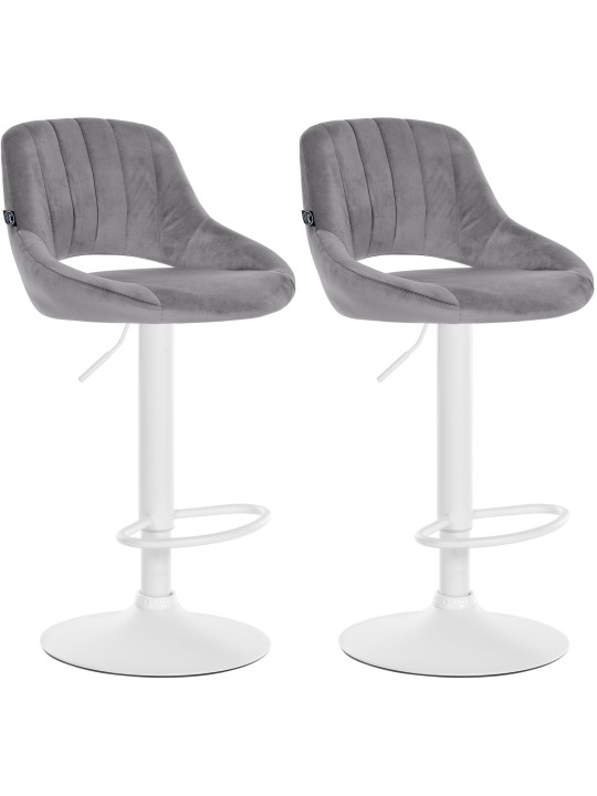 Lot de 2 tabourets de bar Milet velours W, gris foncé