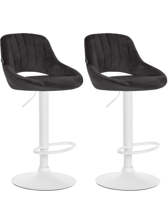 Lot de 2 tabourets de bar Milet velours W, noir