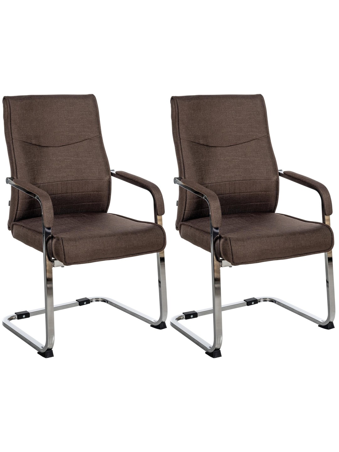 Lot de 2 chaises visiteurs Hobart tissu, brun