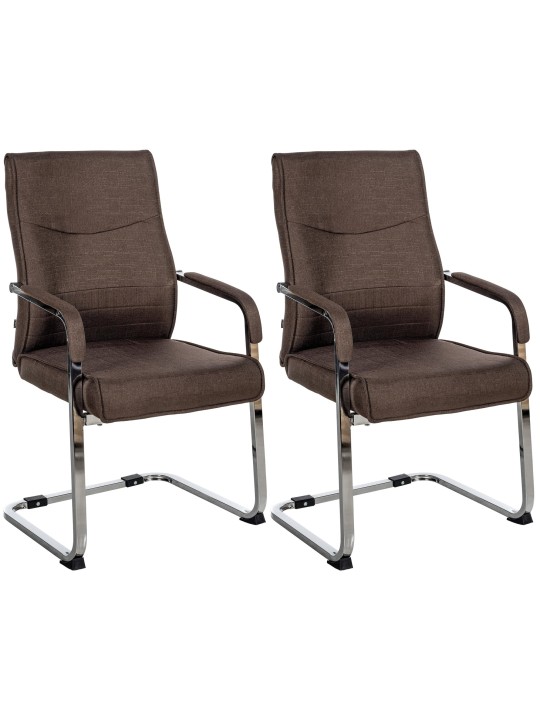 Lot de 2 chaises visiteurs Hobart tissu, brun