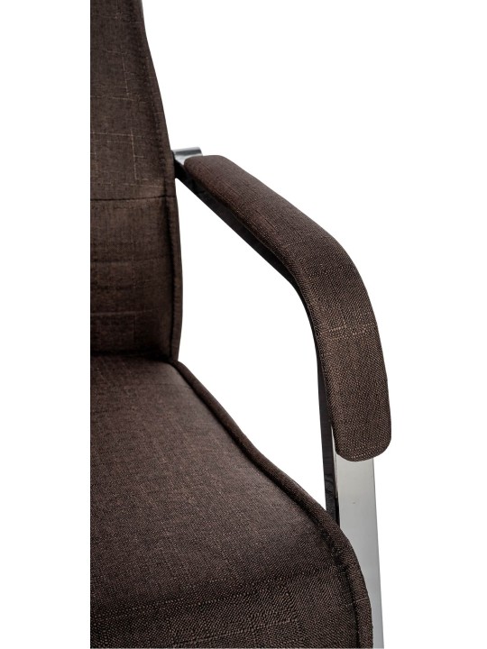 Lot de 2 chaises visiteurs Hobart tissu, brun