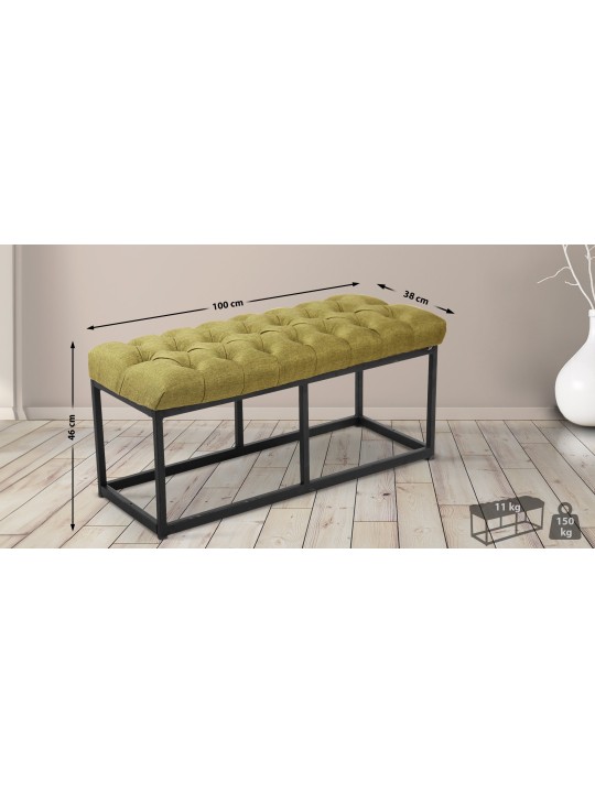 Banc Amun tissu 100 cm, vert Banc Amun tissu 100 cm, vert