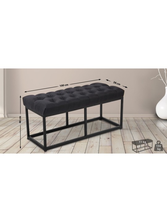 Banc Amun tissu 100 cm, noir Banc Amun tissu 100 cm, noir