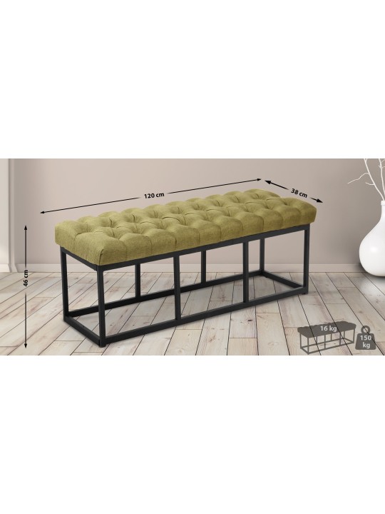 Banc Amun en tissu 120 cm, vert