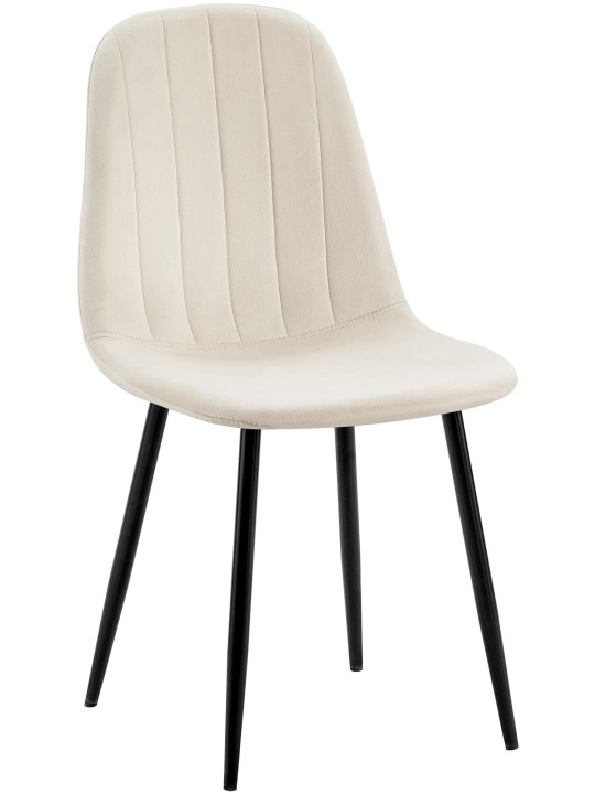 Chaise de salle à manger en velours Baxter, blanc crème