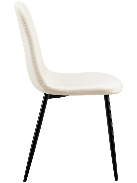 Chaise de salle à manger en velours Baxter, blanc crème