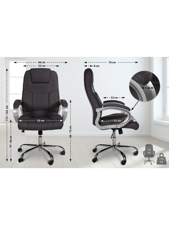 Chaise de bureau BIG Apollo tissu, gris foncé