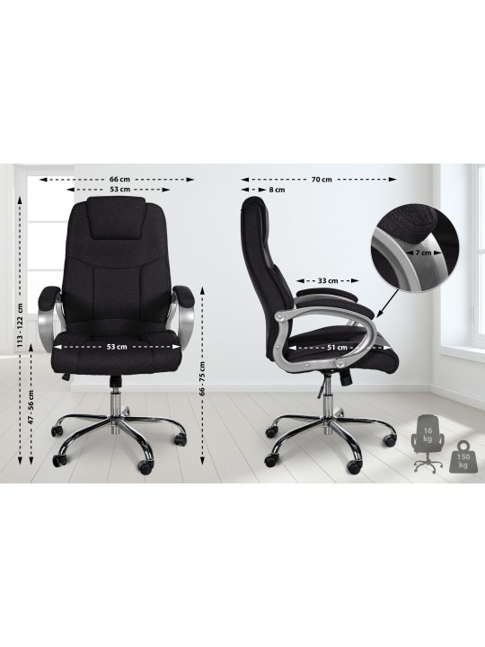 Chaise de bureau BIG Apollo tissu, noir