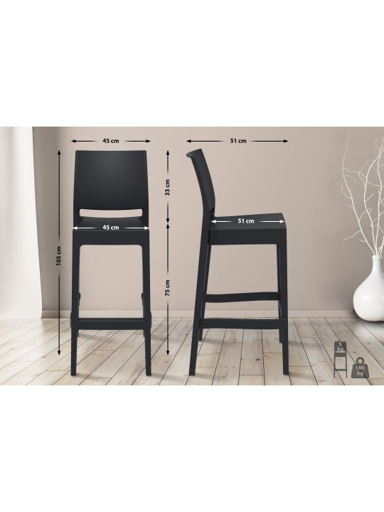 Tabouret de bar Maya, noir Tabouret de bar Maya, noir