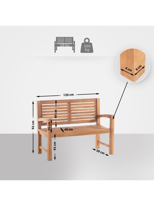 Banc en teck Halden 120 cm avec revêtement, teck Banc en teck Halden 120 cm avec revêtement, teck