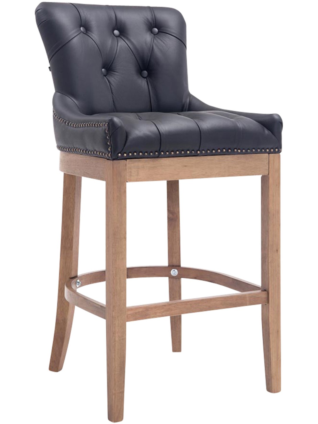 Tabouret de bar Lakewood cuir véritable, clair antique, noir