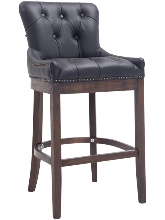 Tabouret de bar Lakewood cuir véritable, antique, noir Tabouret de bar Lakewood cuir véritable, antique, noir