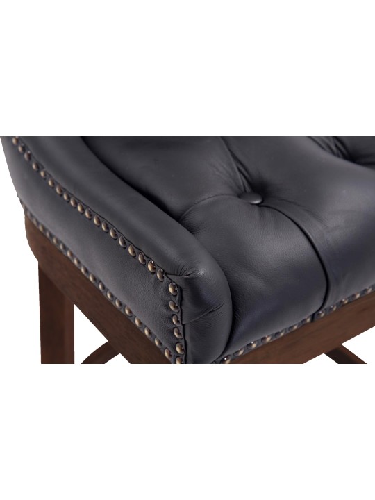 Tabouret de bar Lakewood cuir véritable, antique, noir Tabouret de bar Lakewood cuir véritable, antique, noir