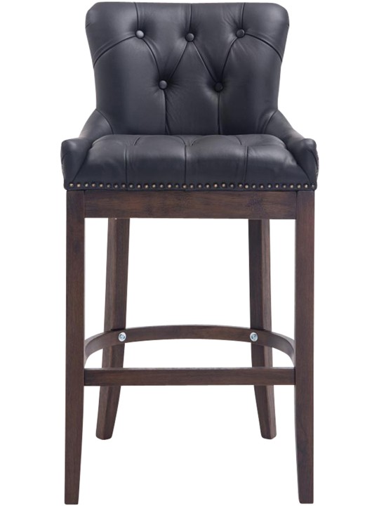 Tabouret de bar Lakewood cuir véritable, antique, noir Tabouret de bar Lakewood cuir véritable, antique, noir