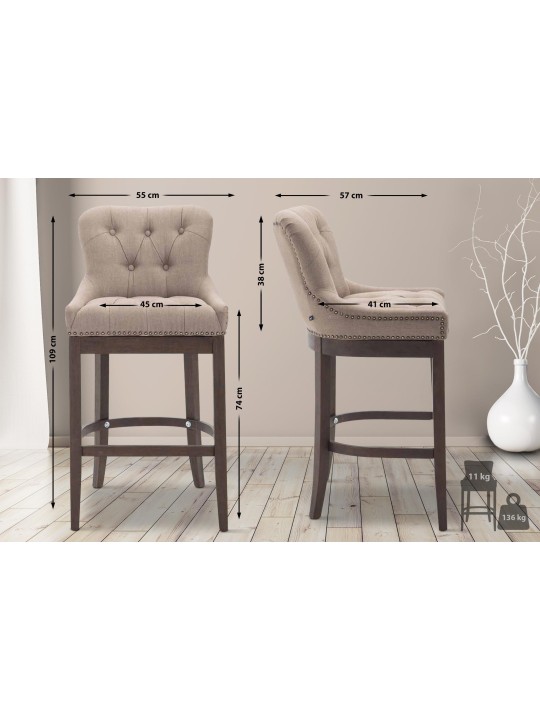 Tabouret de bar Lakewood en tissu, antique, taupe