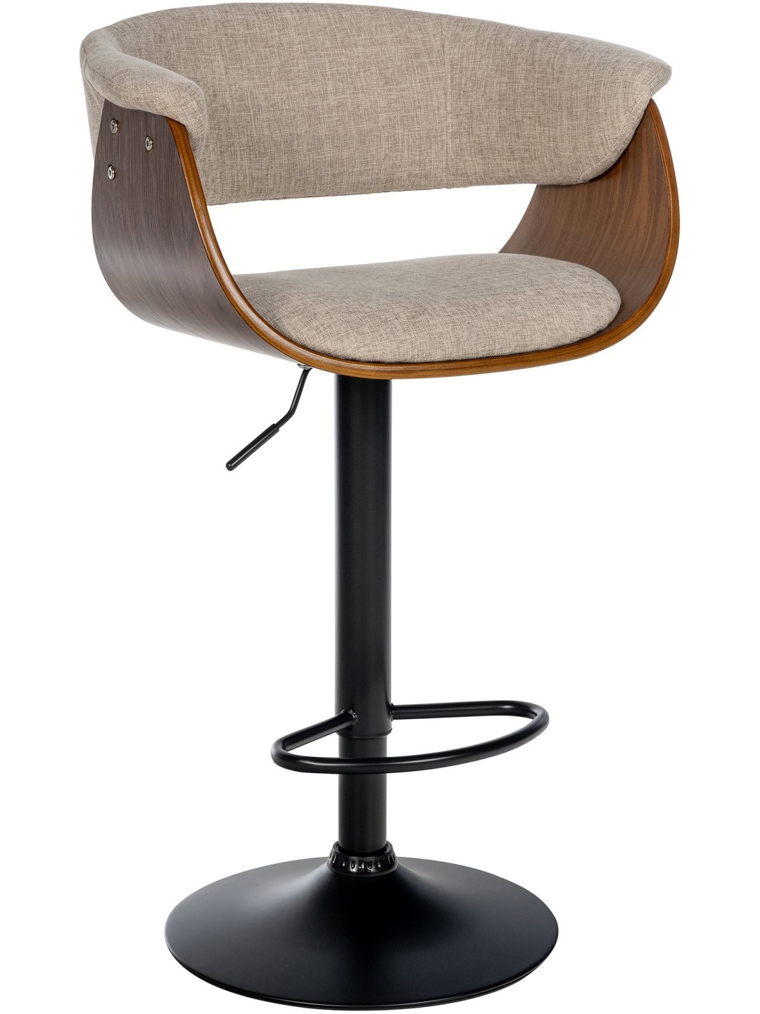 Tabouret de bar Vestal tissu, noyer/crème