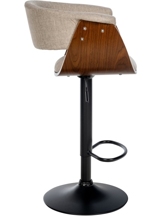 Lot de 2 tabourets de bar Vestal tissu, noyer/crème