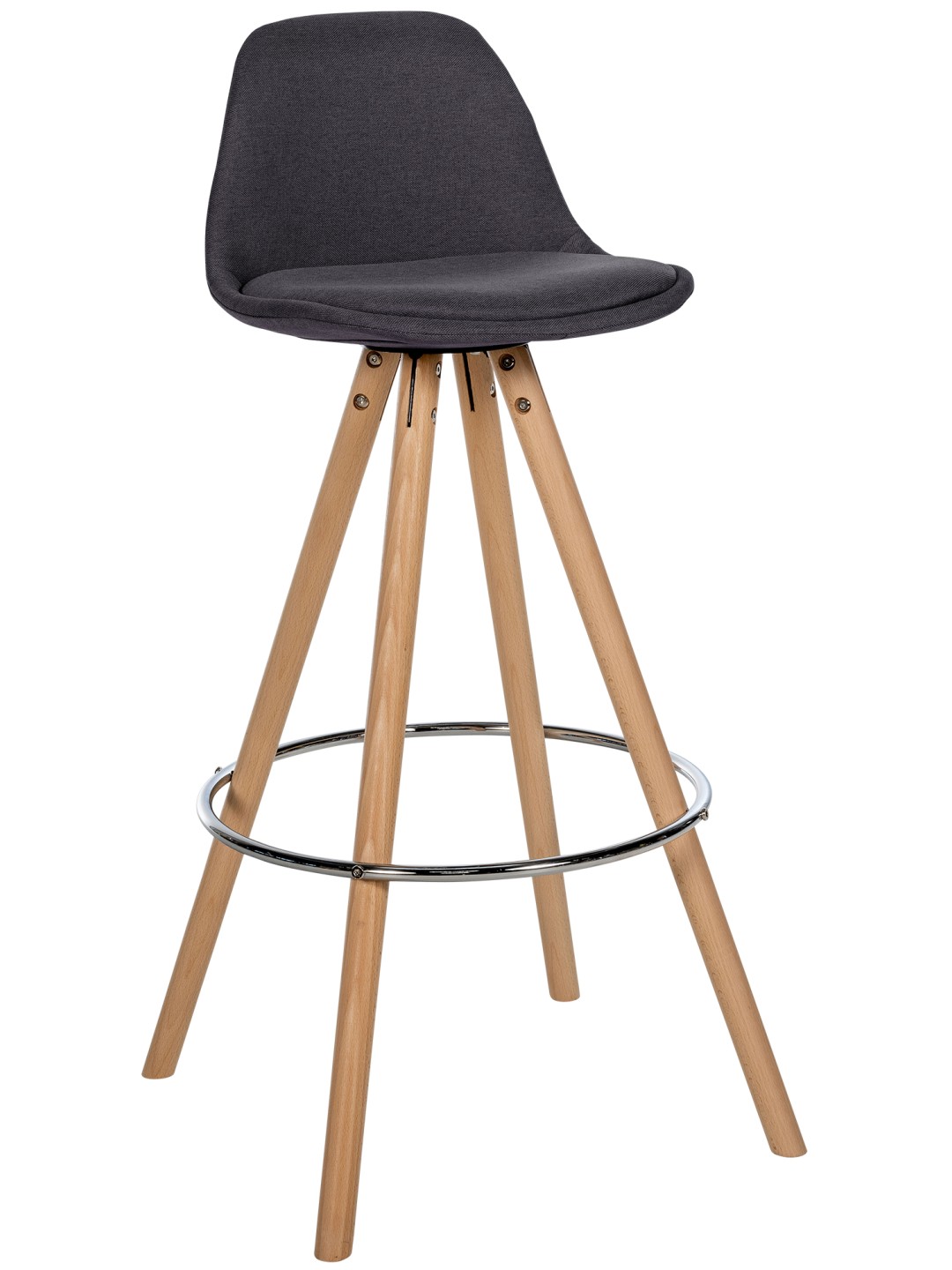 Tabouret de bar Corbin tissu rond naturel, gris foncé