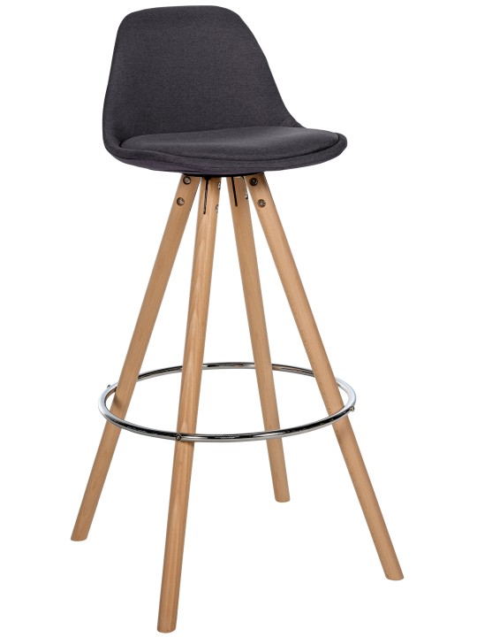 Tabouret de bar Corbin tissu rond naturel, gris foncé
