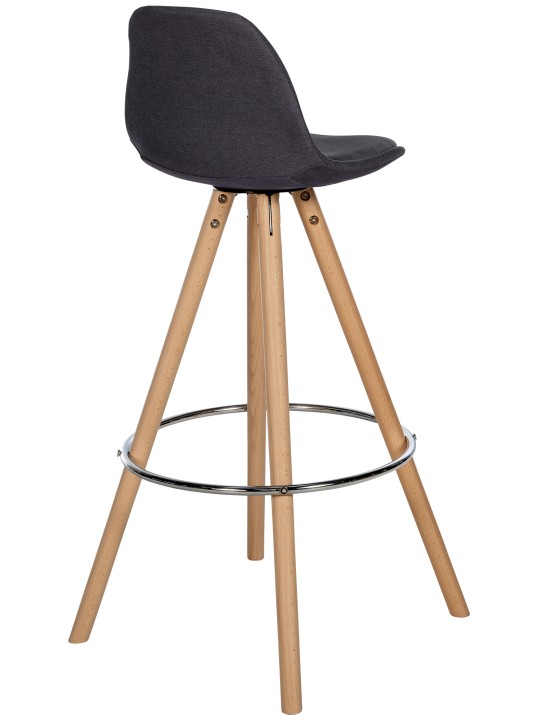 Tabouret de bar Corbin tissu rond naturel, gris foncé