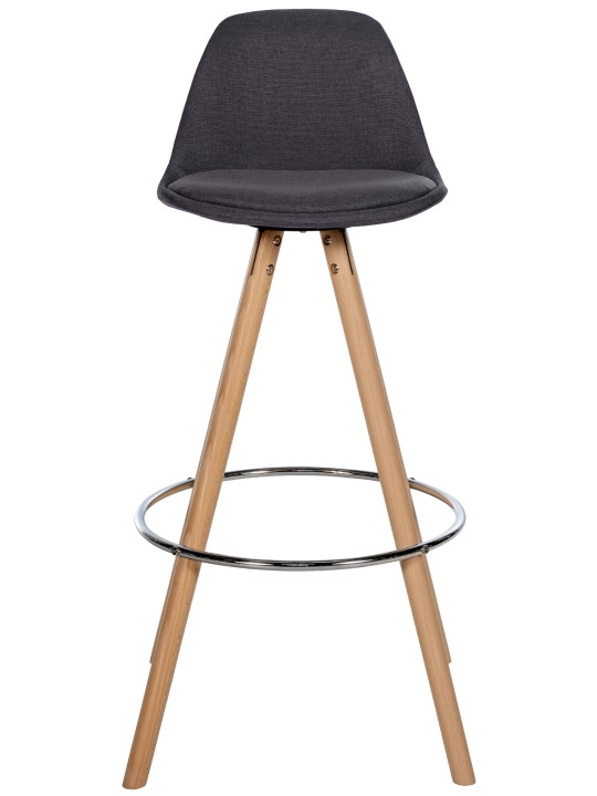 Tabouret de bar Corbin tissu rond naturel, gris foncé
