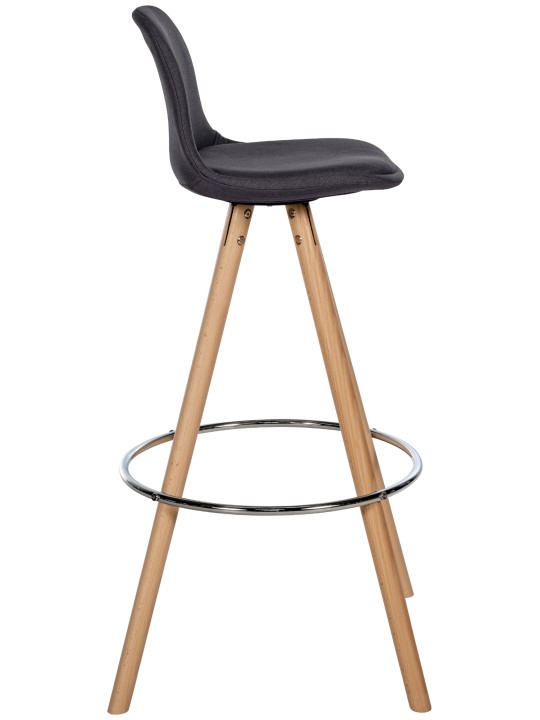 Tabouret de bar Corbin tissu rond naturel, gris foncé