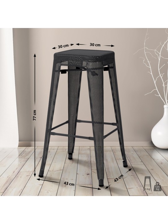 Tabouret de bar Fletcher, noir